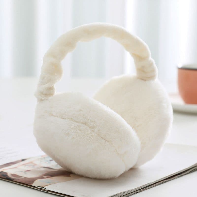 image-Winter women's cute solid color warm earmuffs plus plush windproof ear protection portable foldable cold and anti-freeze earmuffs