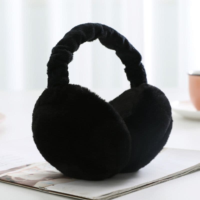 image-Winter women's cute solid color warm earmuffs plus plush windproof ear protection portable foldable cold and anti-freeze earmuffs