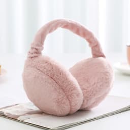 image-Winter women's cute solid color warm earmuffs plus plush windproof ear protection portable foldable cold and anti-freeze earmuffs