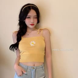 image-2020 new summer net celebrity bottoming knitted small camisole embroidered self-cultivation outer wear cropped short top women