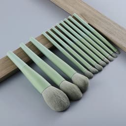 image-FLD 11/8pcs Natural Hair Green Makeup Brushes Foundation Powder Eyeshadow Eyebrow Brush Set Cosmetic Tool Profesional Maquillaje