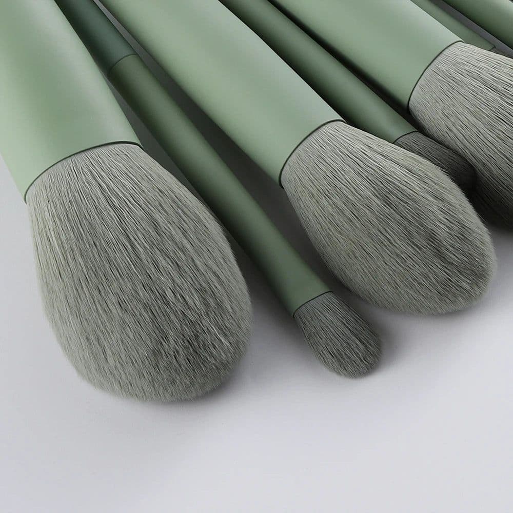 image-FLD 11/8pcs Natural Hair Green Makeup Brushes Foundation Powder Eyeshadow Eyebrow Brush Set Cosmetic Tool Profesional Maquillaje
