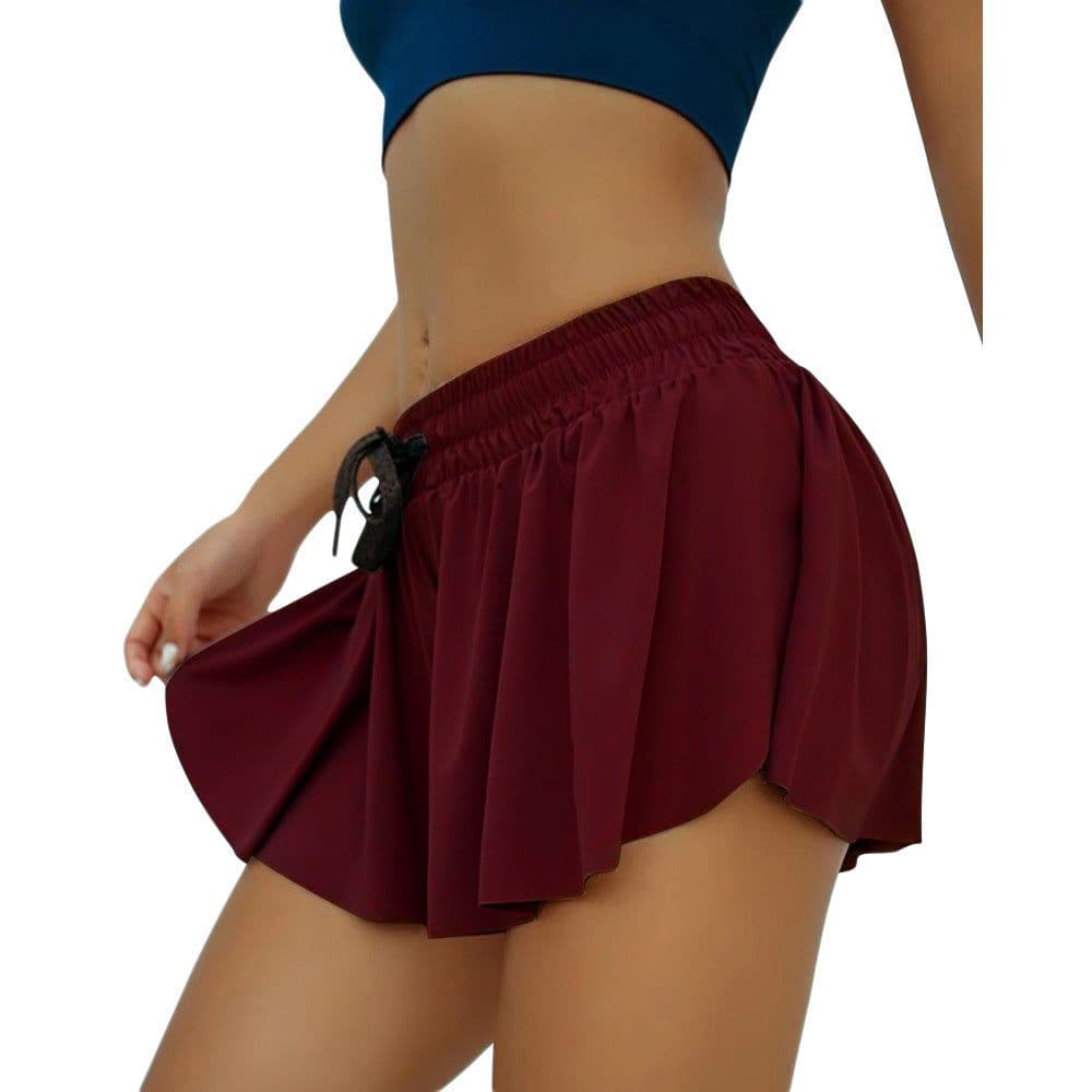 image-European and American foreign trade leisure sports anti-empty fake two pieces of thin sports gym nude yoga breathable shorts burst