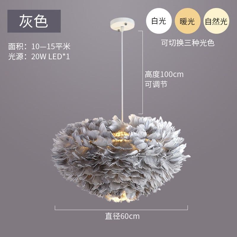 image-Feather lamp Nordic bedroom lamp warm and romantic bedside decoration small chandelier lamp shade net red ins girl children's room lamp
