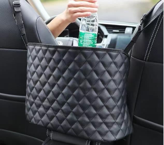 image-Car storage net pocket between two seats, extra pocket storage supplies, car suspension type car storage bag