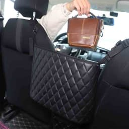 image-Car storage net pocket between two seats, extra pocket storage supplies, car suspension type car storage bag