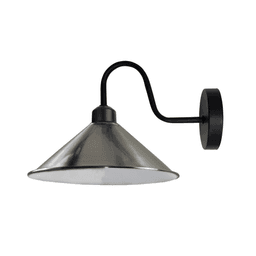 image-Satin Nickel Wall Light Fixture,Black Wall Sconce E27 Base Socket Screw Type Wall Mounted Swan Neck Cone Shape Shade
