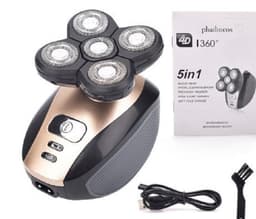 image-Five-head floating electric shaver, shaving head artifact, multifunctional washing razor, usb charging bald head