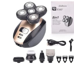image-Five-head floating electric shaver, shaving head artifact, multifunctional washing razor, usb charging bald head