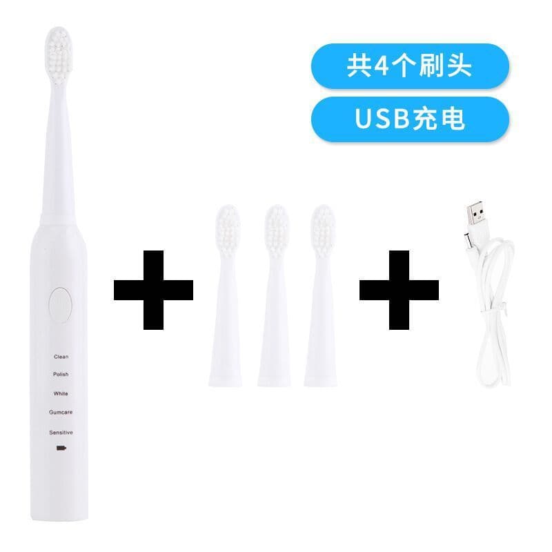 image-Electric toothbrush sonic vibration soft hair five-speed adjustment household USB charging waterproof adult toothbrush factory direct sales