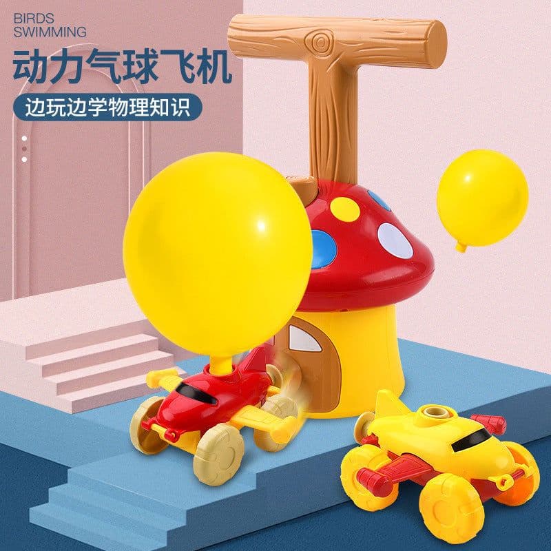 image-Air powered car educational toys children's inflatable inertial balloon car toy airplane science teaching aid wholesale