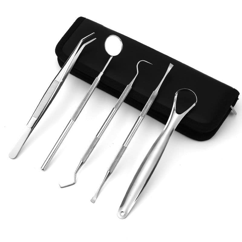 image-Stainless steel dentist tool set dental calculus remover dental tools oral care probe dental mirror spot