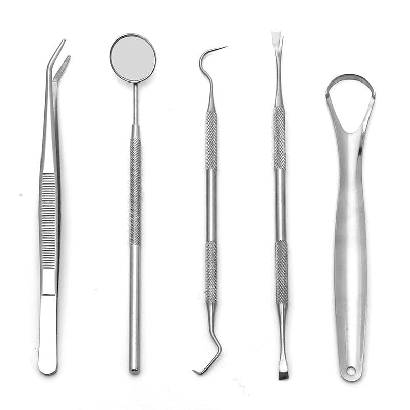 image-Stainless steel dentist tool set dental calculus remover dental tools oral care probe dental mirror spot