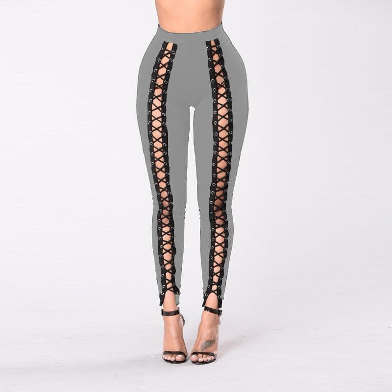 image-European and American new sexy leggings with corns, women's straps, slim, tight legs, hips, thin legs, plus size