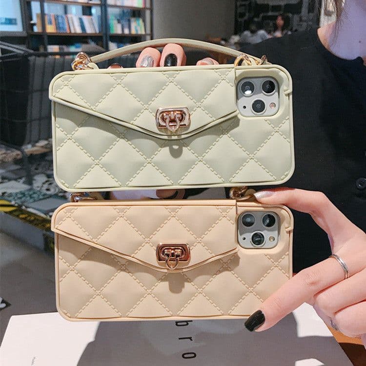 image-Suitable for iphone11 mobile phone shell small fragrant wind diamond card wallet with lanyard new p30pro protective cover
