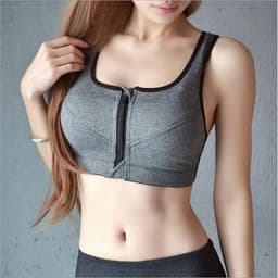 image-Sports bra, high-intensity shockproof professional running fitness, no steel ring yoga front button zipper underwear women