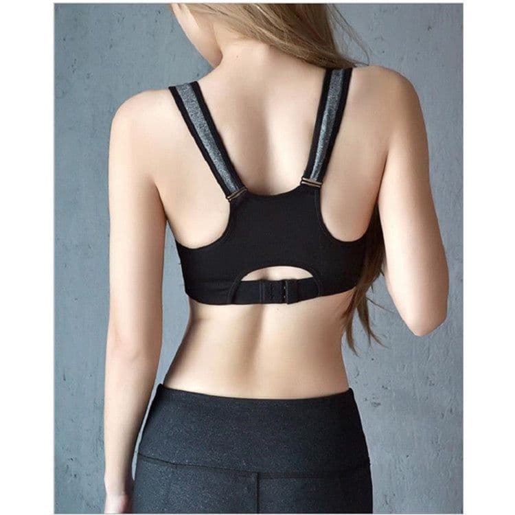 image-Sports bra, high-intensity shockproof professional running fitness, no steel ring yoga front button zipper underwear women