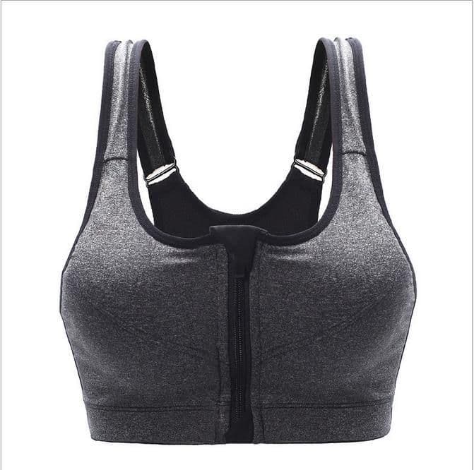 image-Sports bra, high-intensity shockproof professional running fitness, no steel ring yoga front button zipper underwear women