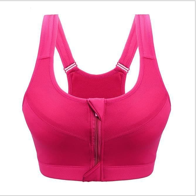 image-Sports bra, high-intensity shockproof professional running fitness, no steel ring yoga front button zipper underwear women