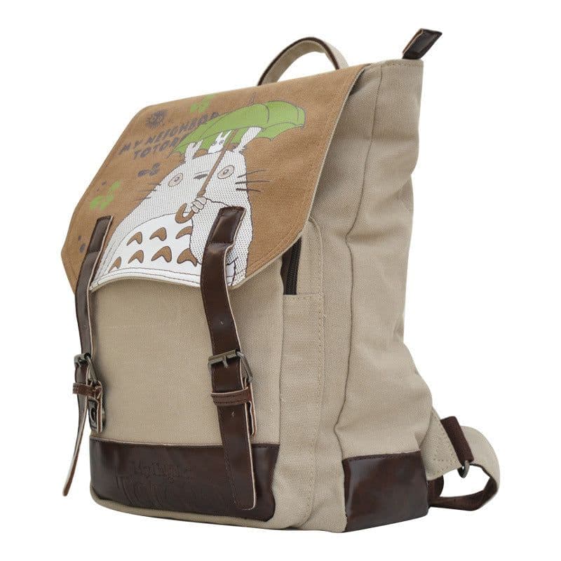 image-Canvas Totoro Backpack - Anime School Bag Khaki