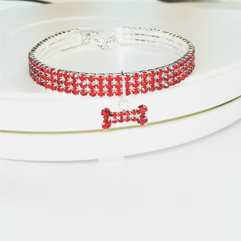 image-Explosive Manufacturers Pet Products Three-row Elastic Necklace Pet Collar Bones Dog Accessories Cross-border E-commerce