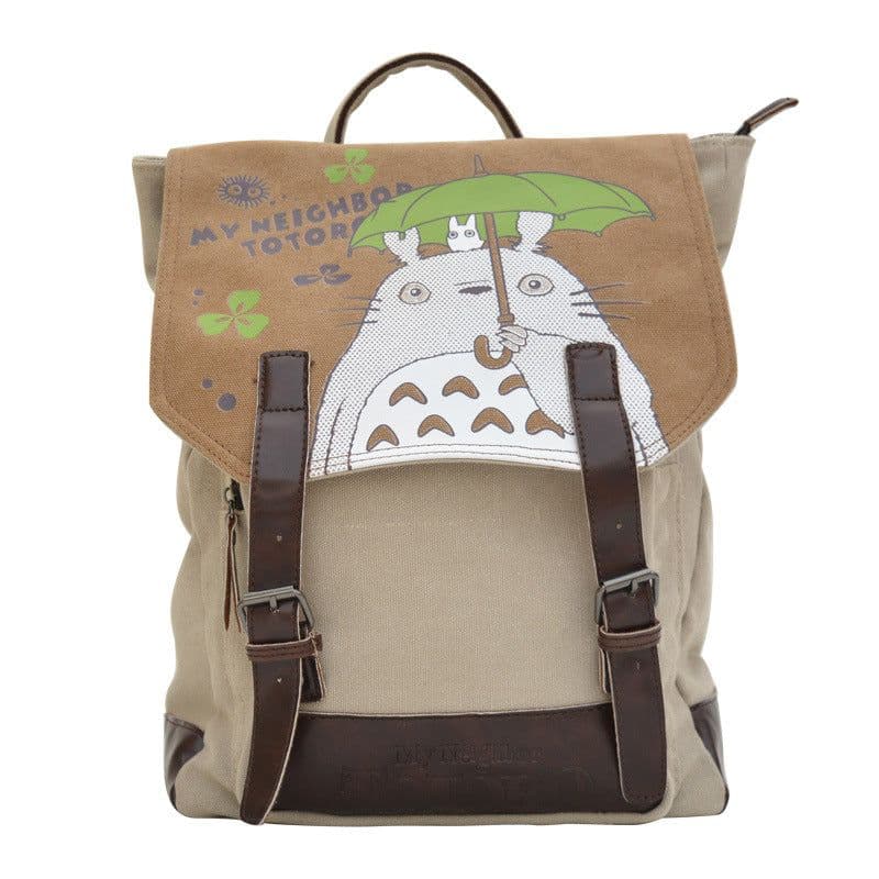 image-Canvas Totoro Backpack - Anime School Bag Khaki
