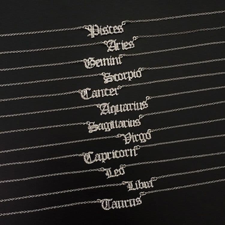 image-Europe and America wish Amazon Fashion 12 Twelve Constellation Necklace ins Spot Constellation Pendant Card Clavicle Chain
