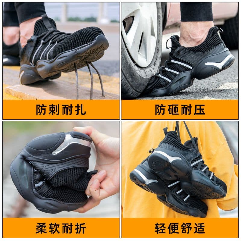 image-New cross-border safety shoes, flying woven lightweight steel head, anti-smashing, puncture, wear-resistant protective work labor protection shoes