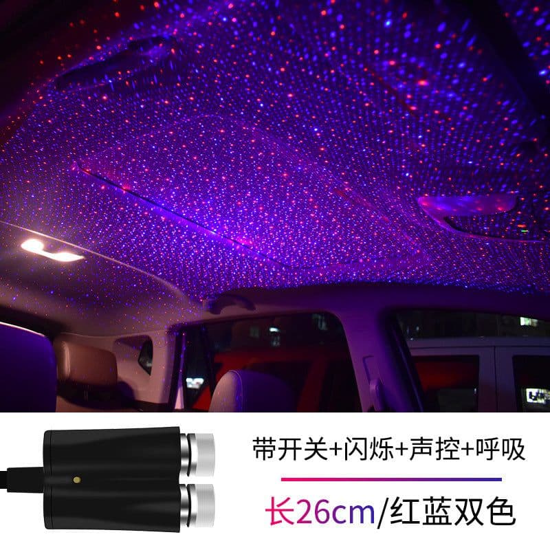 image-Car welcome light usb starry sky light laser projection car voice control atmosphere light car roof full of stars led atmosphere light