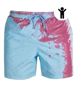 image-Spot European and American cross-border parent-child models Explosive models Water-changing beach pants Men's plus size shorts Temperature-sensing color-changing swimming trunks