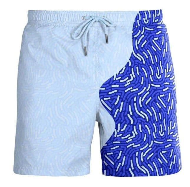 image-Spot European and American cross-border parent-child models Explosive models Water-changing beach pants Men's plus size shorts Temperature-sensing color-changing swimming trunks