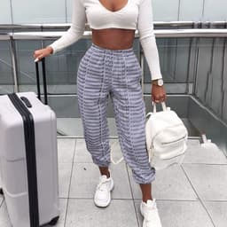 image-Cross-border European and American street printing casual pants 2020 INS new letter printing bandage tightening belt foreign trade models