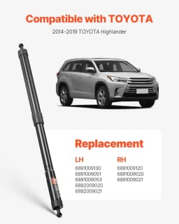 image-VEVOR Rear Left & Right Tailgate Power Lift Support, Compatible with 2014-2019 TOYOTA Highlander, Electric Tailgate Liftgate Power Hatch Shock Strut Replace OE# 6891009130 6891009120 (2PCS)