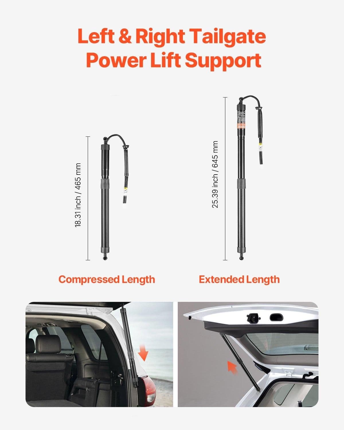 image-VEVOR Rear Left & Right Tailgate Power Lift Support, Compatible with 2014-2019 TOYOTA Highlander, Electric Tailgate Liftgate Power Hatch Shock Strut Replace OE# 6891009130 6891009120 (2PCS)