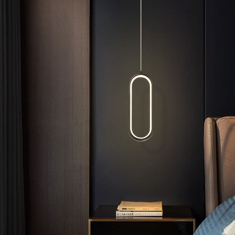 image-Nordic bedroom bedside chandelier modern minimalist living room background wall adjustable long line full copper personality net red small chandelier