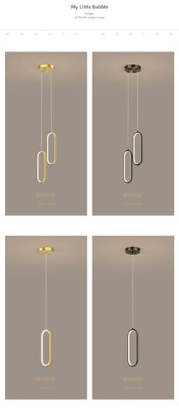 image-Nordic bedroom bedside chandelier modern minimalist living room background wall adjustable long line full copper personality net red small chandelier