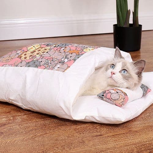 image-Cat litter factory direct wholesale custom made Japanese style Japanese style cat sleeping bag warm autumn and winter pet cat litter