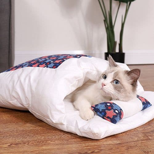 image-Cat litter factory direct wholesale custom made Japanese style Japanese style cat sleeping bag warm autumn and winter pet cat litter