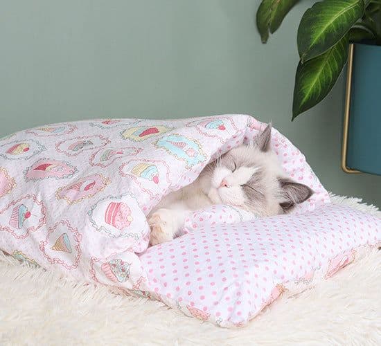 image-Cat litter factory direct wholesale custom made Japanese style Japanese style cat sleeping bag warm autumn and winter pet cat litter