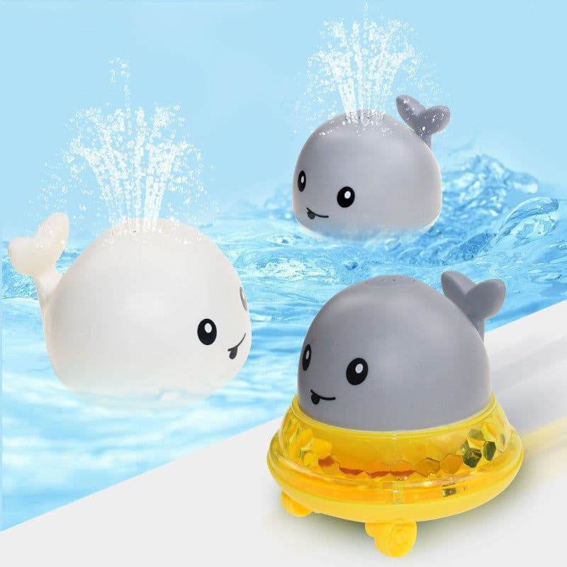 image-Summer electric induction water jet whale baby bathroom bath toy with light and music universal water toy
