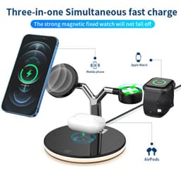 image-Magnetic wireless charging stand 15W wireless charging stand Compatible with mobile phone, headset, watch wireless charging 3 in 1