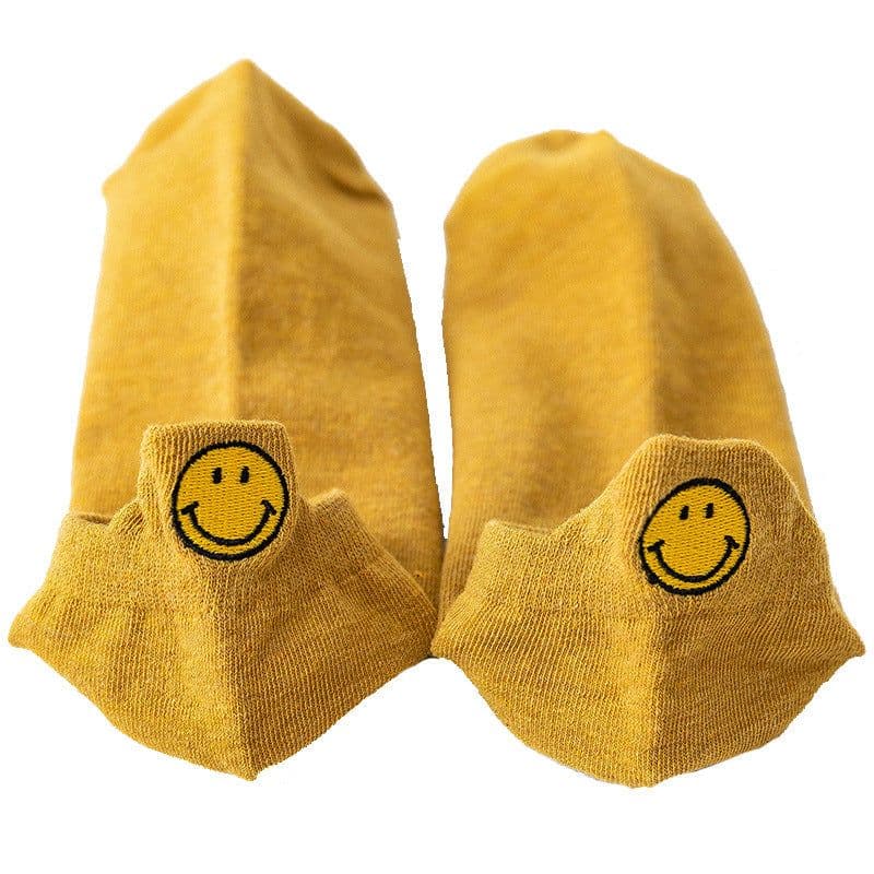 image-Summer New Asakuchi Boat Socks Women's Pure Cotton Cartoon Embroidered Smiley Face Socks Cute Women's Socks Low Cut Boat Socks Wholesale