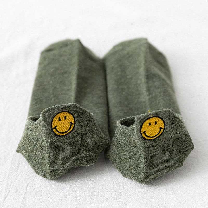 image-Summer New Asakuchi Boat Socks Women's Pure Cotton Cartoon Embroidered Smiley Face Socks Cute Women's Socks Low Cut Boat Socks Wholesale