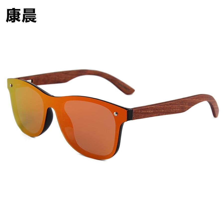 image-Cross-border new style one-piece mirror, bamboo and wood glasses, polarized wood sunglasses, colorful male sunglasses