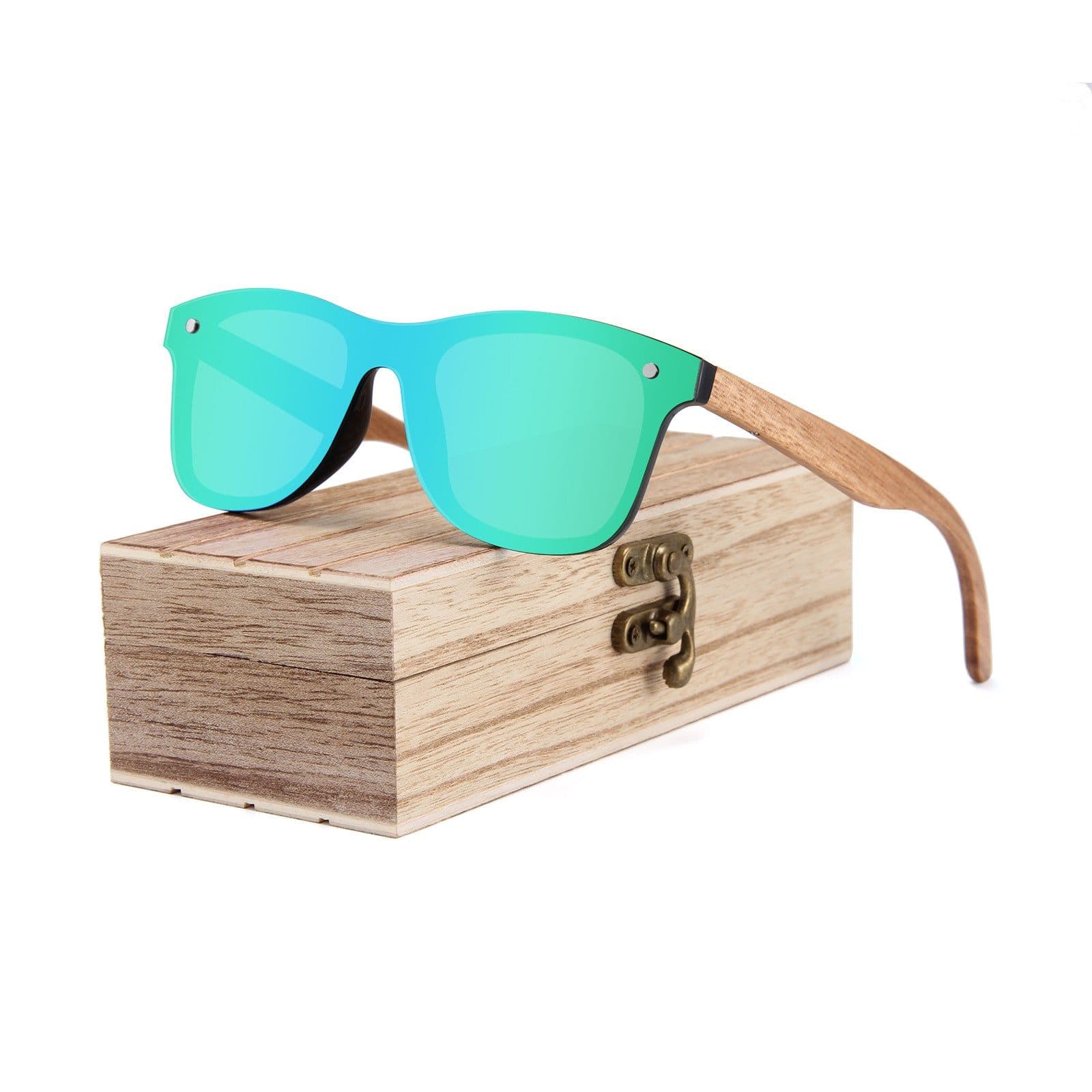 image-Cross-border new style one-piece mirror, bamboo and wood glasses, polarized wood sunglasses, colorful male sunglasses