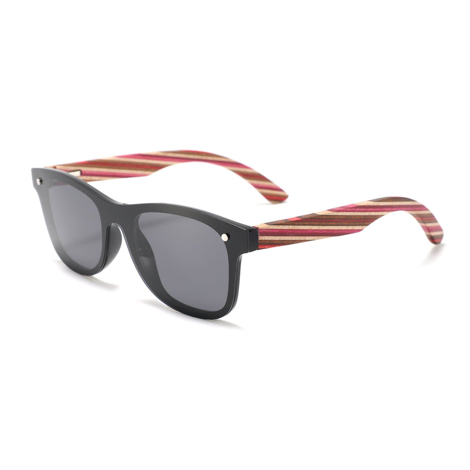 image-Cross-border new style one-piece mirror, bamboo and wood glasses, polarized wood sunglasses, colorful male sunglasses