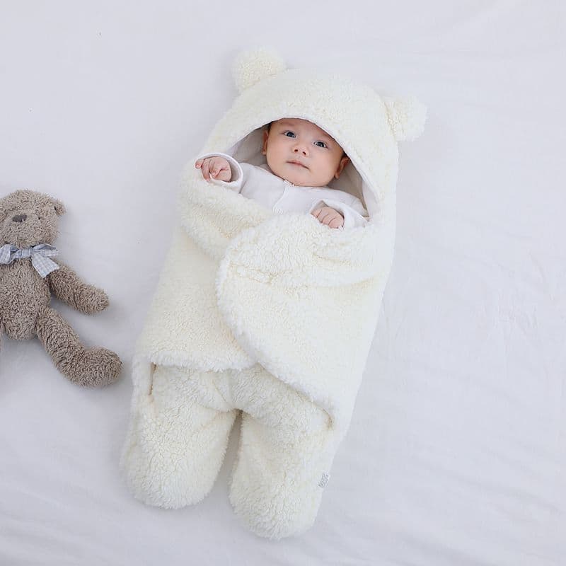 image-Autumn and winter newborn baby padded bag, newborn baby anti-starter, anti-kick sleeping bag, swaddled baby bear with Velcro