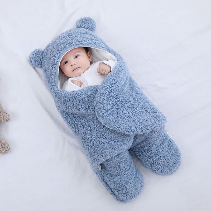 image-Autumn and winter newborn baby padded bag, newborn baby anti-starter, anti-kick sleeping bag, swaddled baby bear with Velcro
