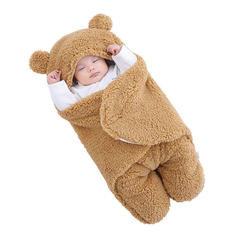 image-Autumn and winter newborn baby padded bag, newborn baby anti-starter, anti-kick sleeping bag, swaddled baby bear with Velcro