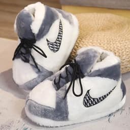 image-Winter cartoon home plus velvet warm coconut cotton shoes funny a cone big cotton shoes rainbow lovers bread fat shoes
